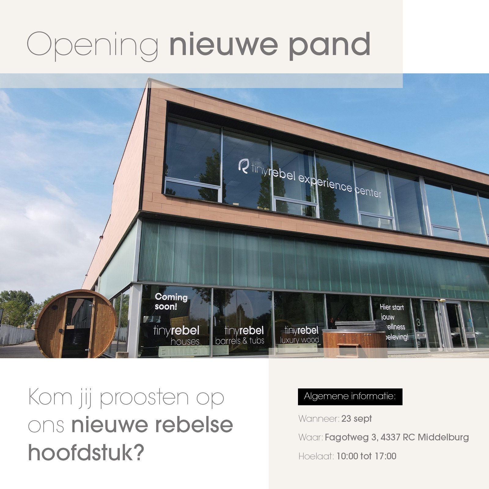 Tinyrebel opent zaterdag 23 september haar niet zo tiny showroom in Middelburg